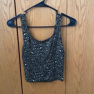 Green cheetah print cropped tank top